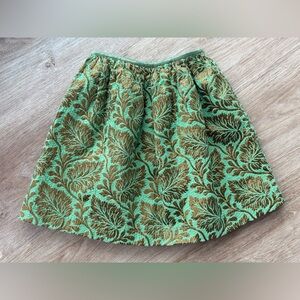 PEEK Antiqued-Brocade Green/Bronze Embroidered Elastic Waist Dirndl Skirt